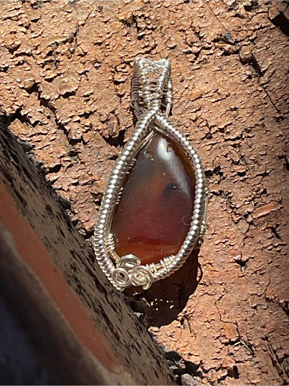Genuine Baltic Amber Wire Wrap .925 Silver Pendant